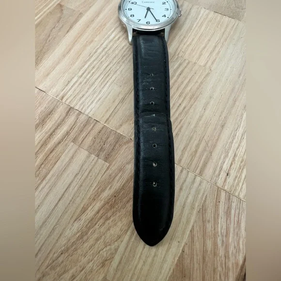 Carriage by Timex men’s silver tone black leather dress watch NEW BATTERY - Picture 3 of 9